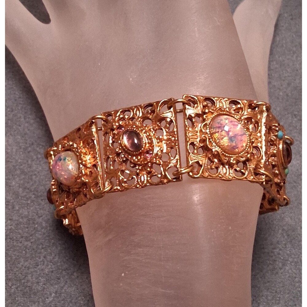 Vintage Opal Glass Bracelet Coro Faux Turquoise